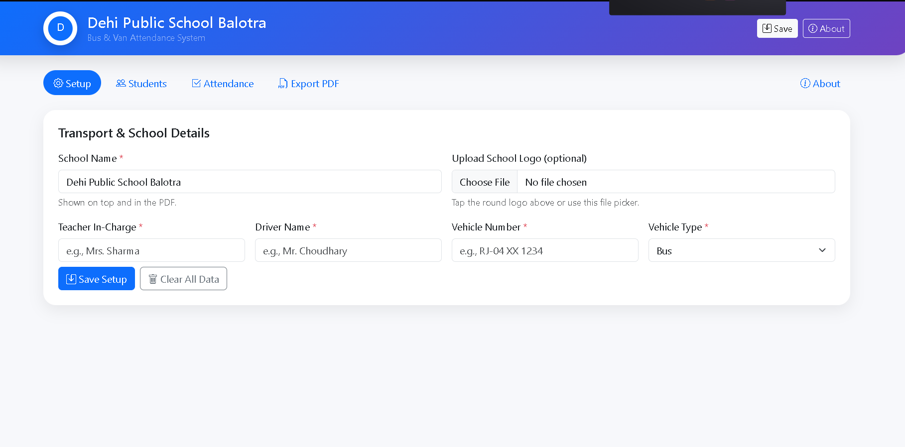 School Bus Attendance App